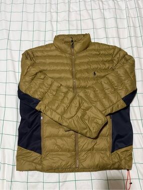 Polo by Ralph Lauren olive green quilted jacket with black panels